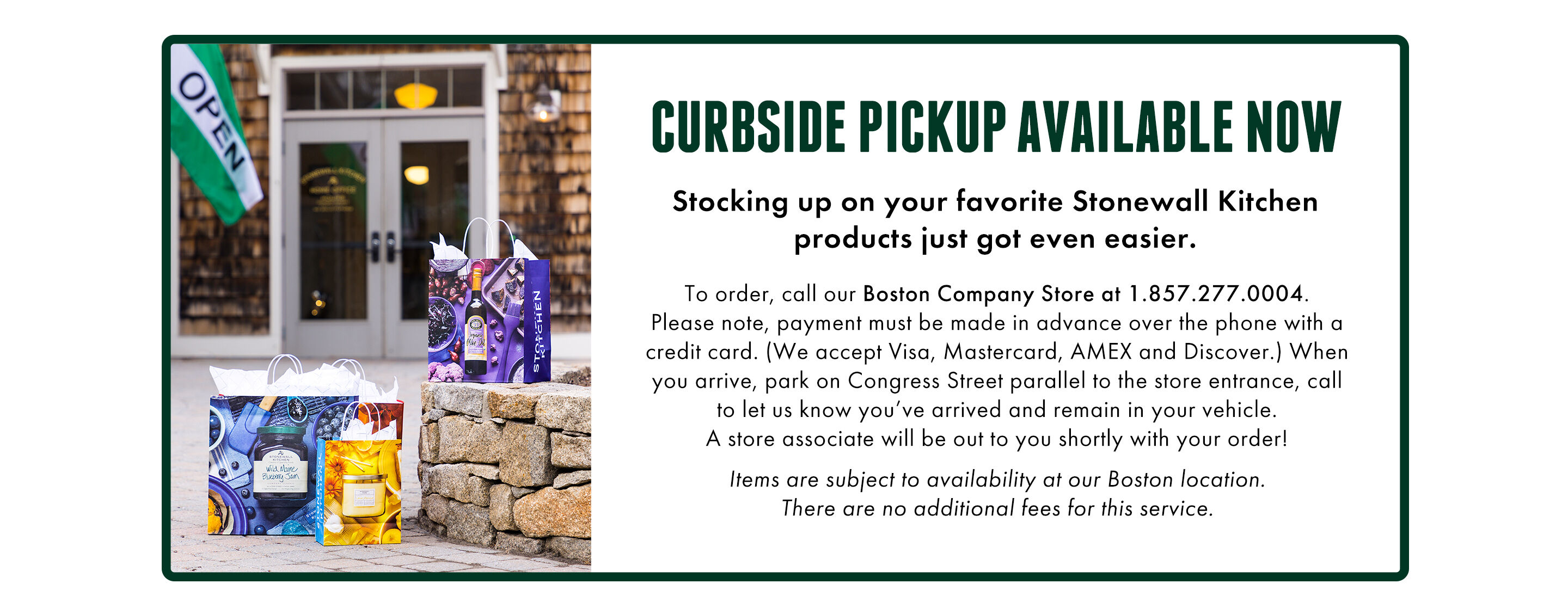 Curbside Pickup Available Now