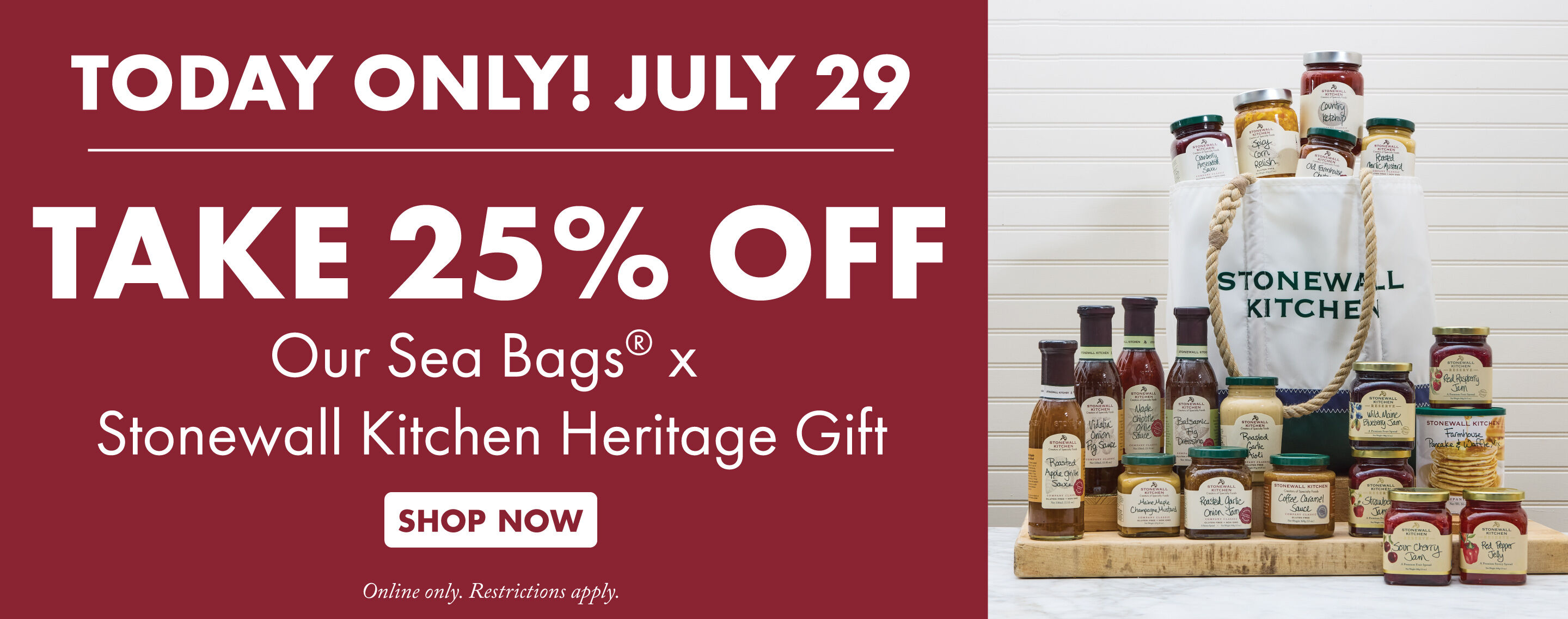 Today Only! - 25% OFF Our Sea Bags x Stonewall Kitchen Heritage Gift - Shop Now