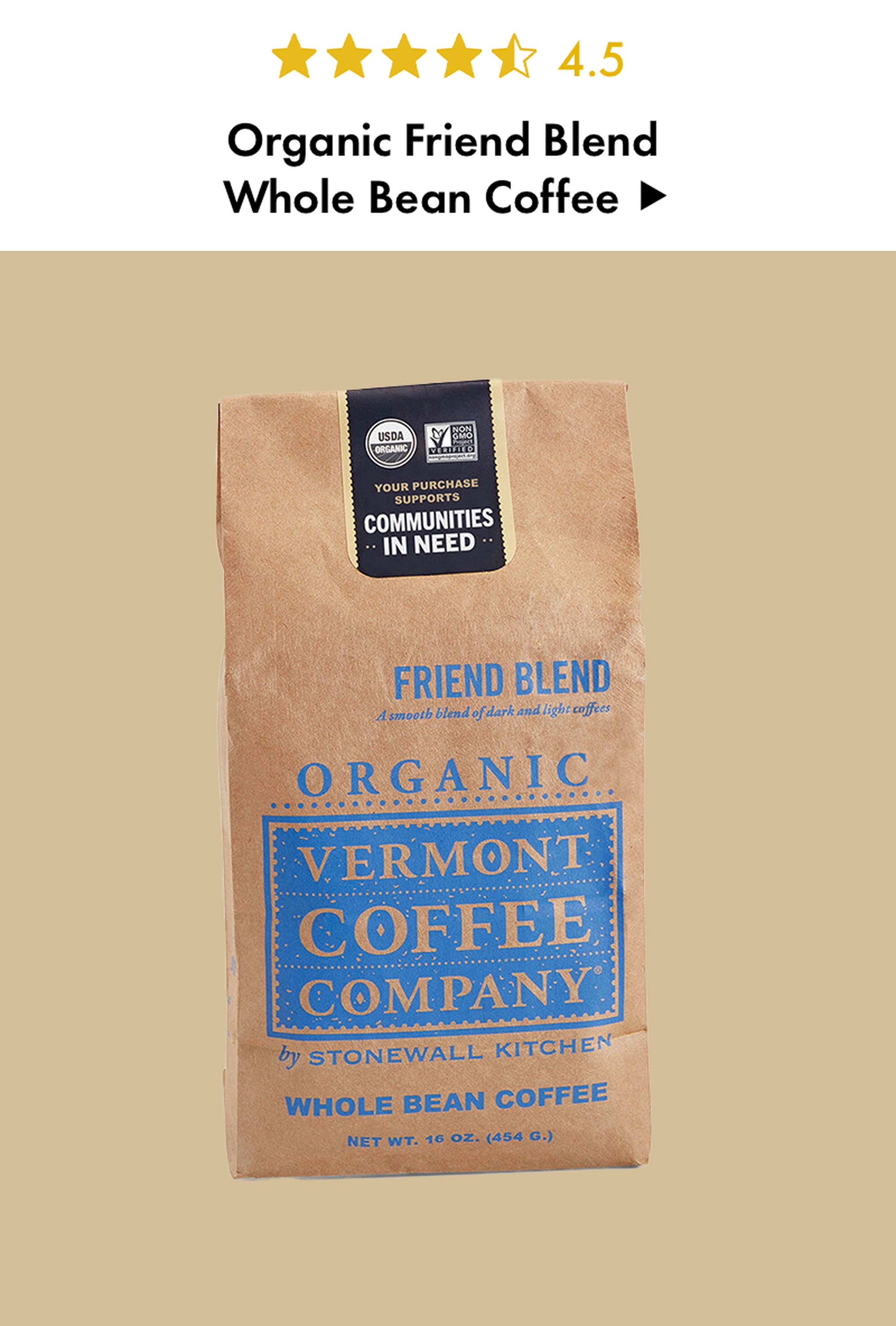 Organic Friend Blend Whole Bean Coffee - 4.5 Stars