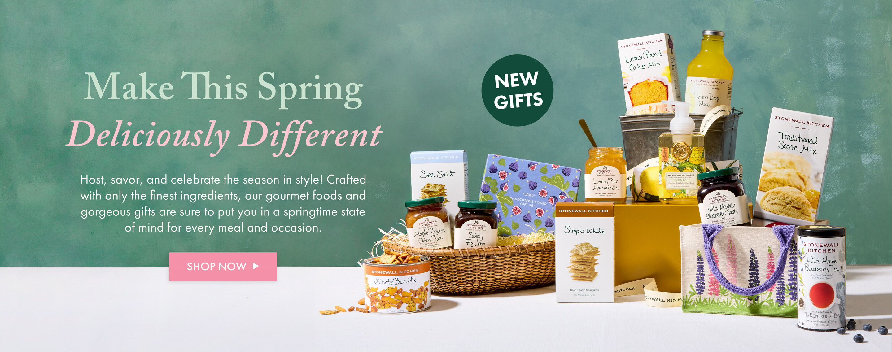 Make This Spring Deliciously Different | NEW GIFTS | Host, savor, and celebrate the season in style! Crafted with only the finest ingredients, our gourmet foods and gorgeous gifts are sure to put you in a springtime state of mind for every meal and occasion. | Shop Now