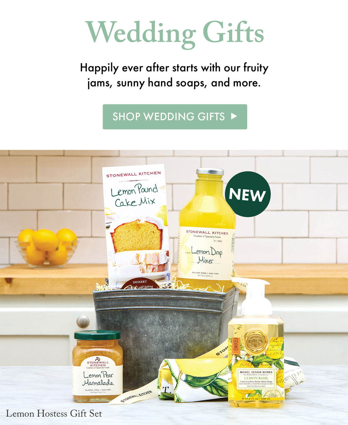 Wedding Gifts | Happily ever after starts with our fruity jams, sunny hand soaps, and more. | Lemon Hostess Gift Set - NEW | Shop Wedding Gifts