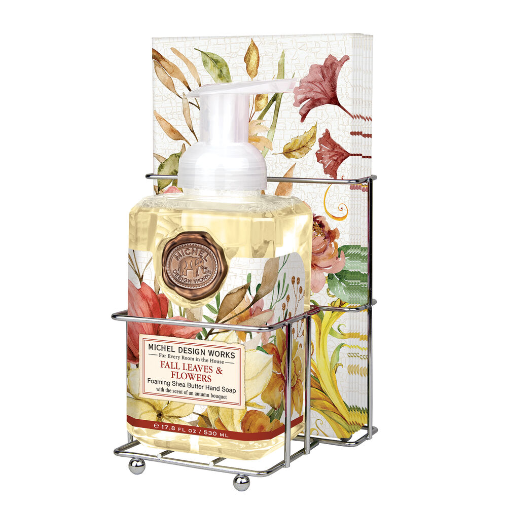 Fall Leaves & Flowers Foaming Hand Soap & Napkin Set image number 0
