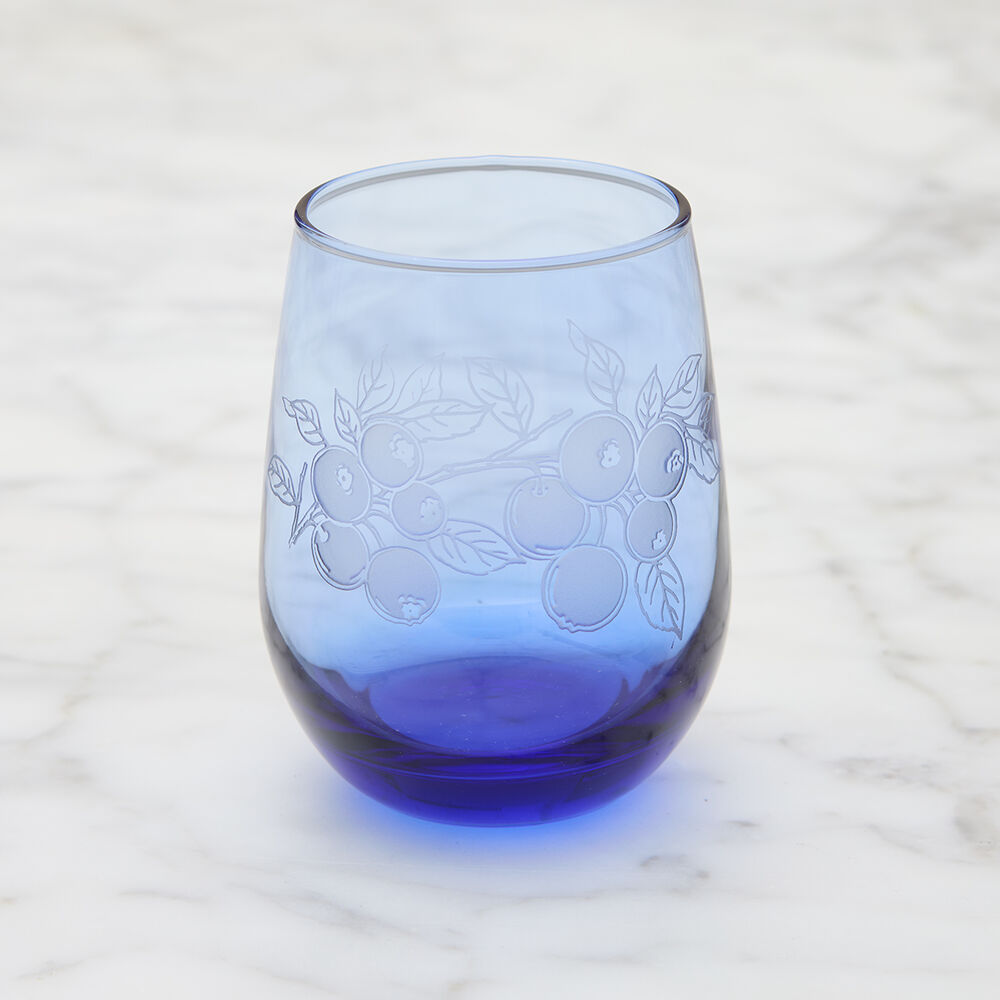 Blueberries Stemless Wine Glass