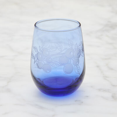 Blueberries Stemless Wine Glass