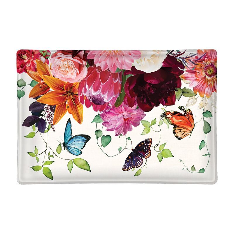 Sweet Floral Melody Rectangular Glass Soap Dish