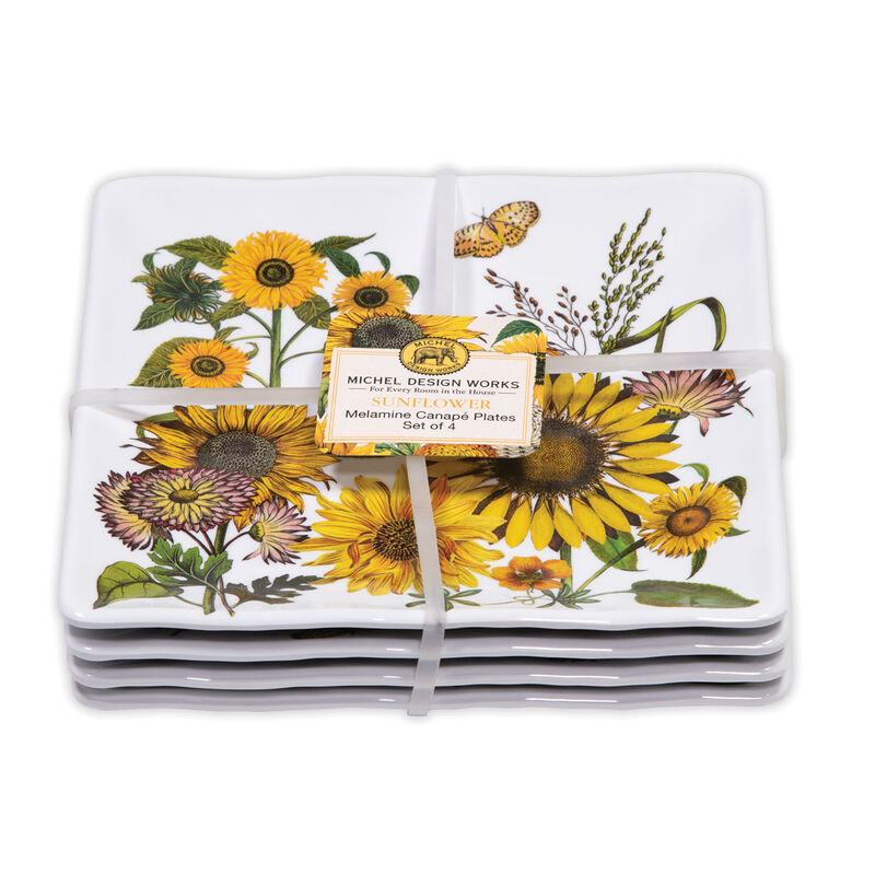 Sunflower Melamine Canape Plate Set