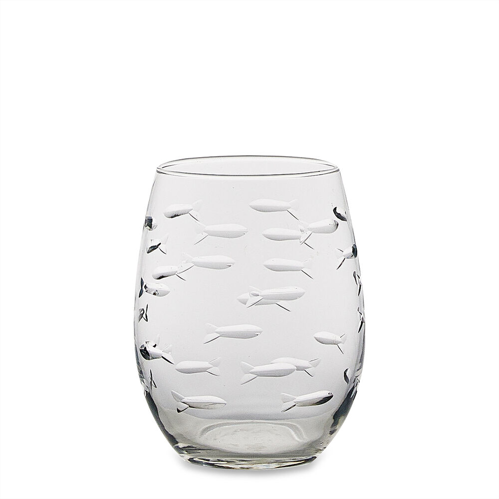 School of Fish Stemless Wine Glass image number 0