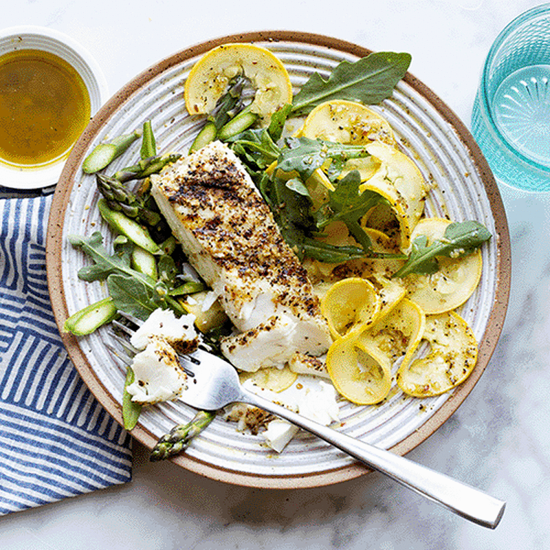 Summer Veggie Salad with Grilled Fish