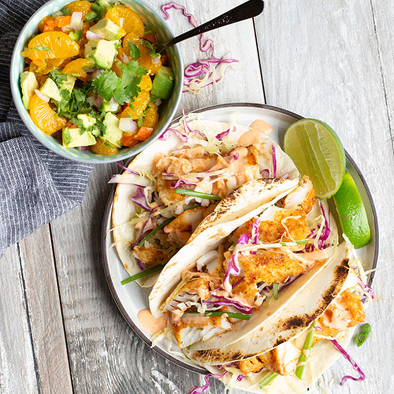 Classic Fish Tacos with Mandarin Salsa