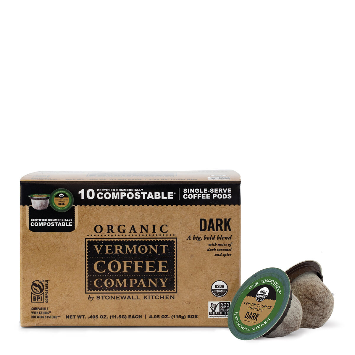 Compostable Coffee Pods Organic Dark Roast Stonewall Kitchen