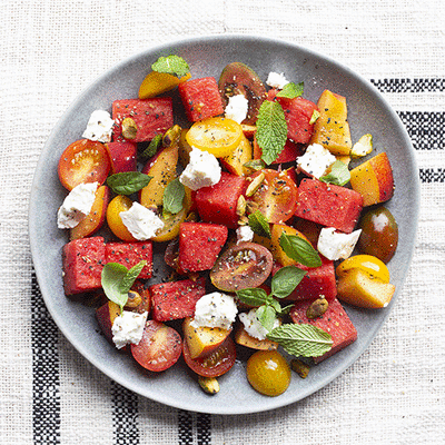Watermelon & Feta Salad with Nectarine and Tomatoes