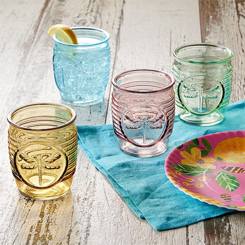 Dragonfly Double Old Fashioned Glasses (Set of 4)