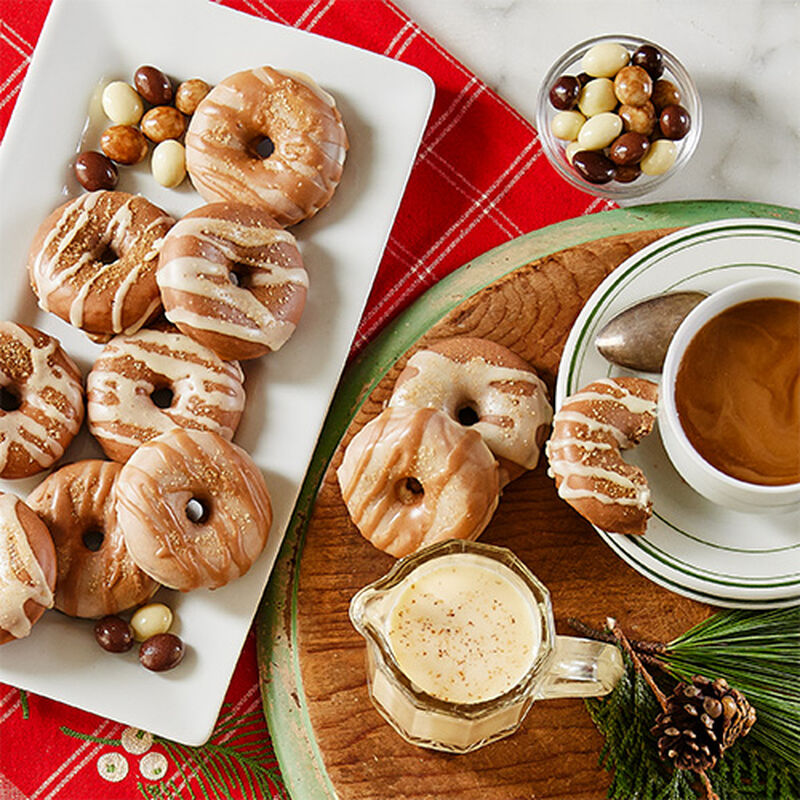 Eggnog Doughnuts with Coffee Glaze and Cinnamon Sugar