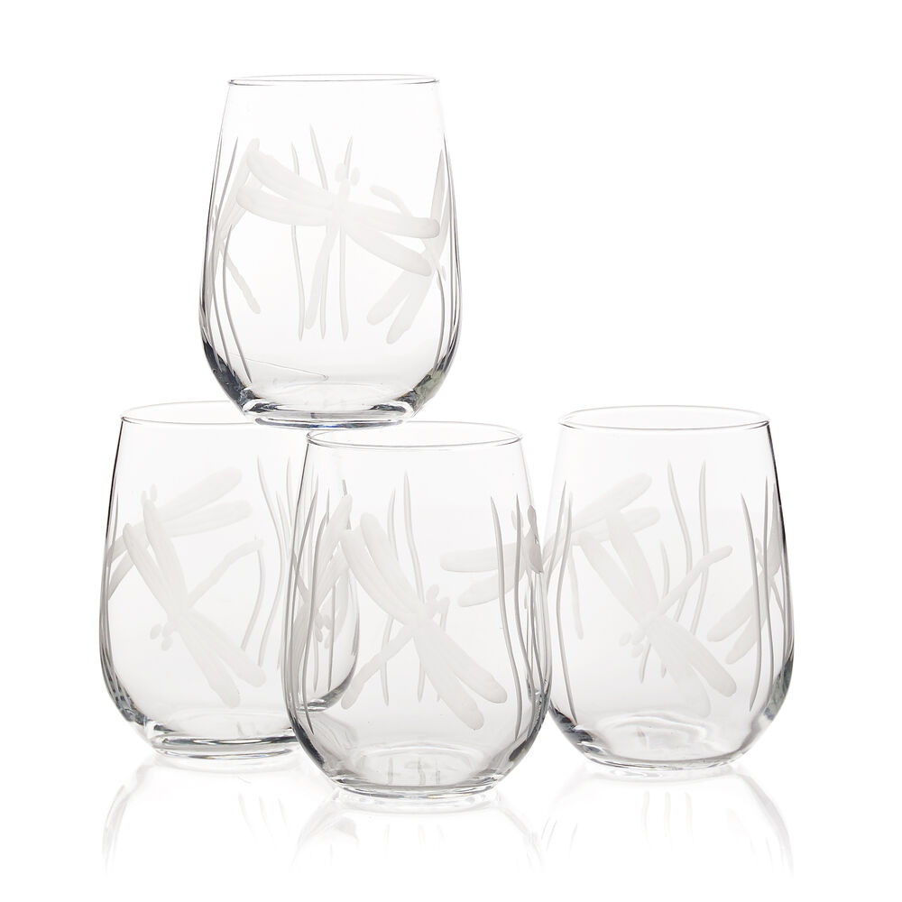 Dragonfly Stemless Wine Glasses (Set of 4) image number 0