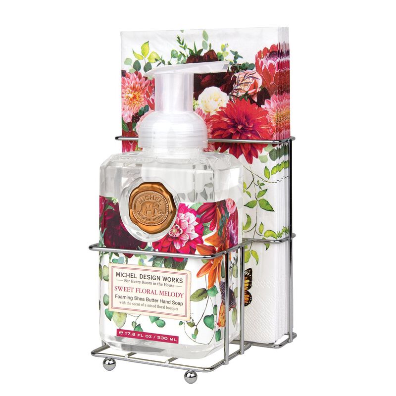 Sweet Floral Melody Foaming Hand Soap & Napkin Set