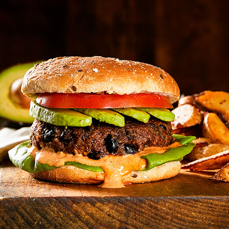 Sriracha Ranch Black Bean Burgers