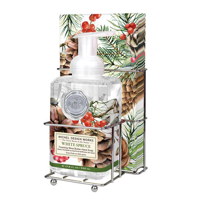 White Spruce Foaming Hand Soap & Napkin Set