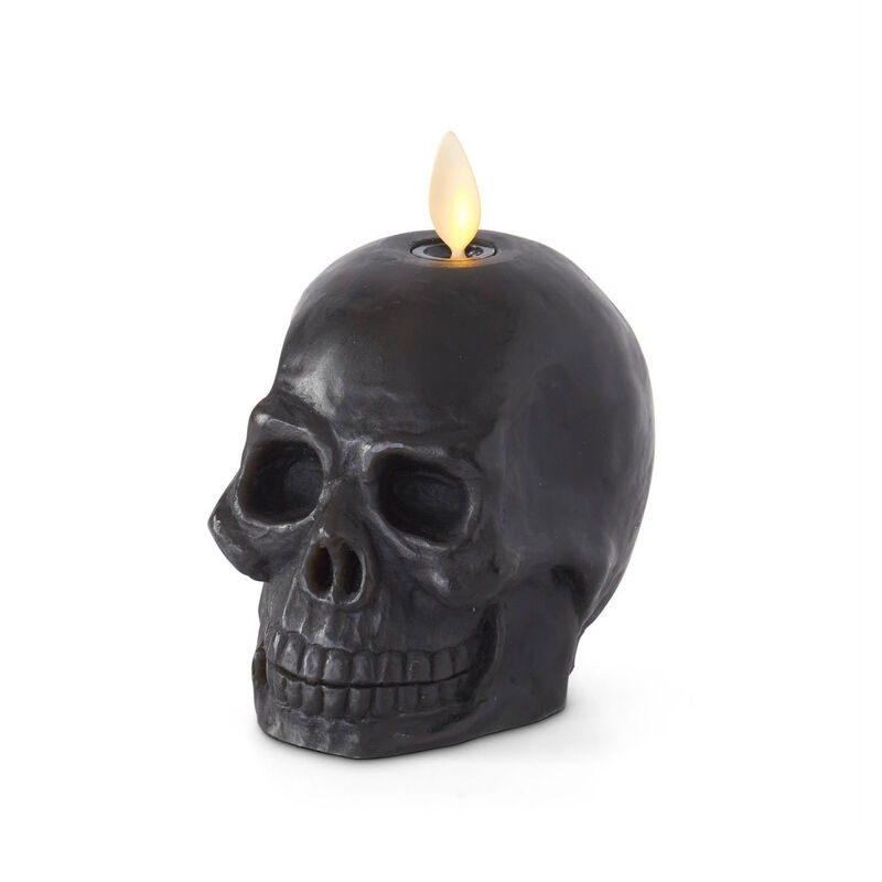 Luminara&reg; Black Wax Skull Candle