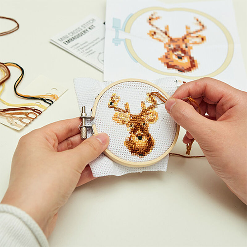 Deer Mini Cross-Stitch Embroidery Kit