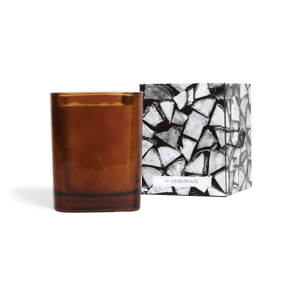 Firewood Square Amber Candle