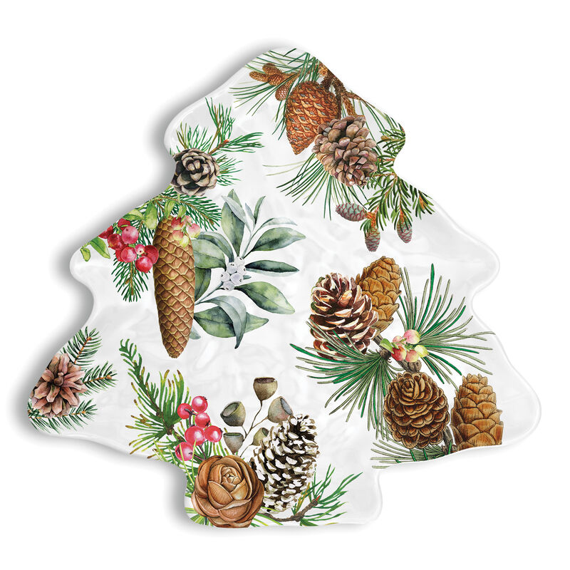 White Spruce Melamine Christmas Tree Plate