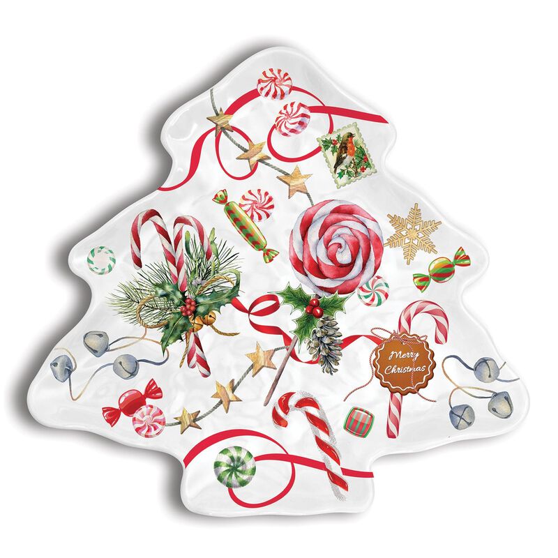 Peppermint Melamine Christmas Tree Plate