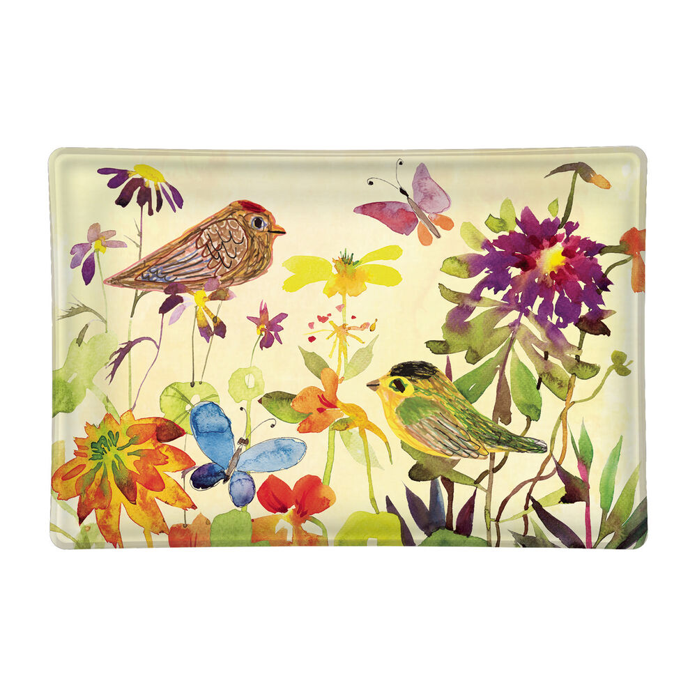 Birds & Butterflies Glass Soap Dish image number 0