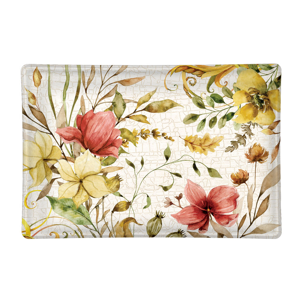 Fall Leaves & Flowers Rectangular Glass Soap Dish image number 0