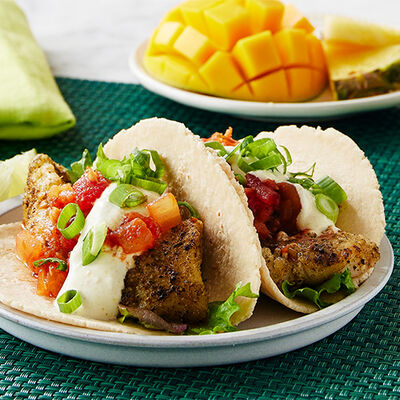 Chile Verde Fish Tacos with Pineapple Salsa