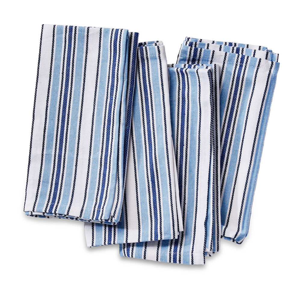 Blue & White Striped Napkins (Set of 4) image number 0