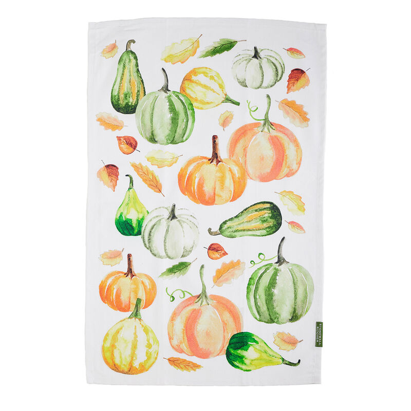 Watercolor Pumpkins Tea Towel