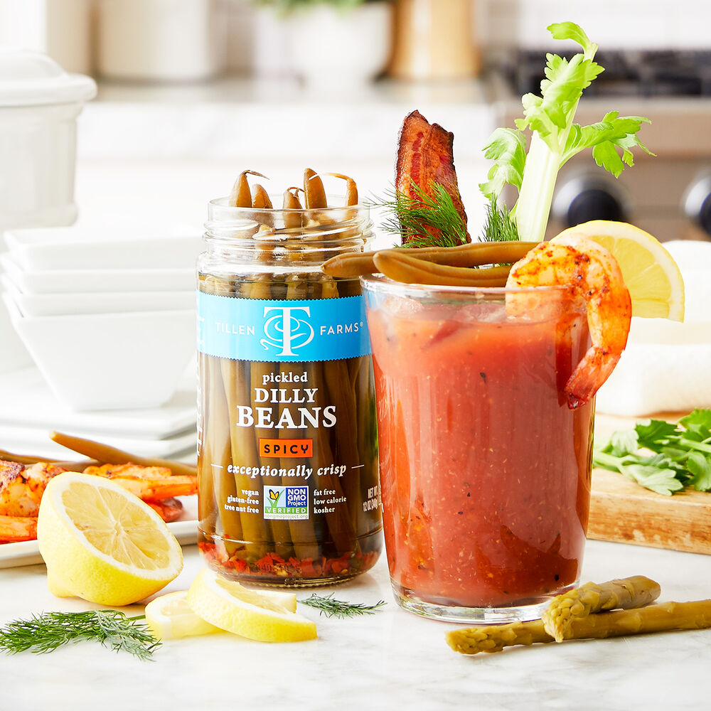 Spicy Pickled Dilly Green Beans 12 oz. Tillen Farms Stonewall Kitchen