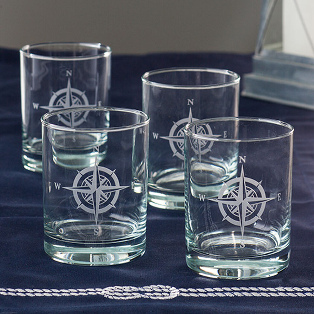 Compass Rose Double Old Fashion Glasses image number 0