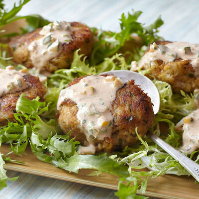 Baby Crab Cakes with Spicy Remoulade Sauce