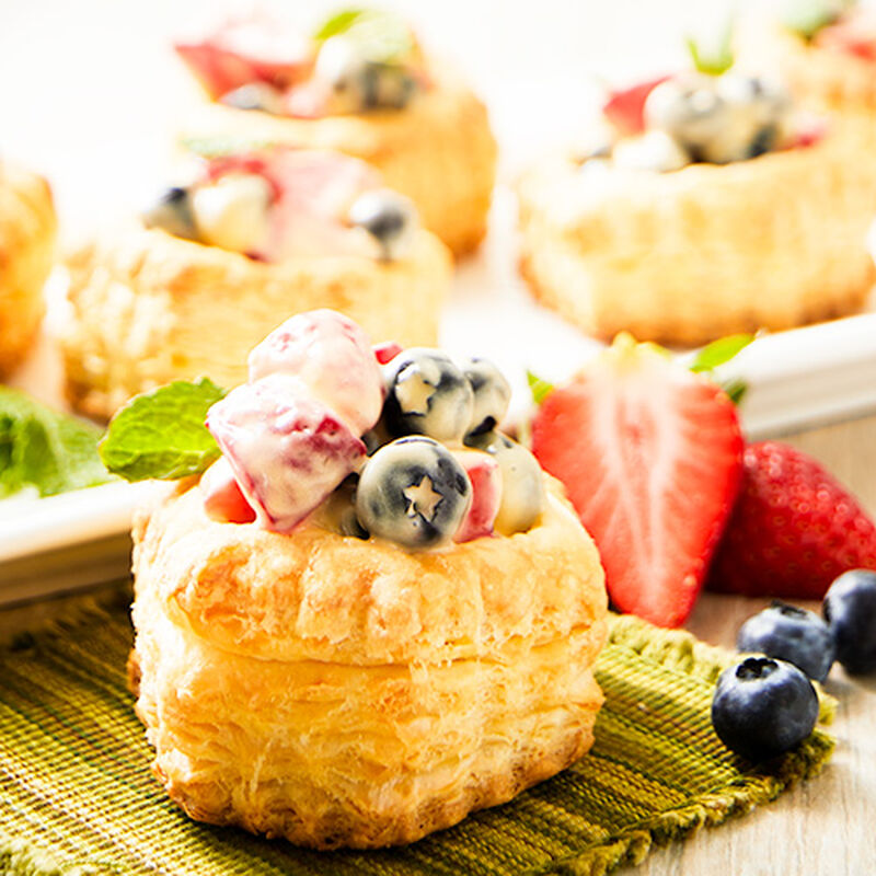 Strawberries and Blueberries in Lemon Curd over Puff Pastry