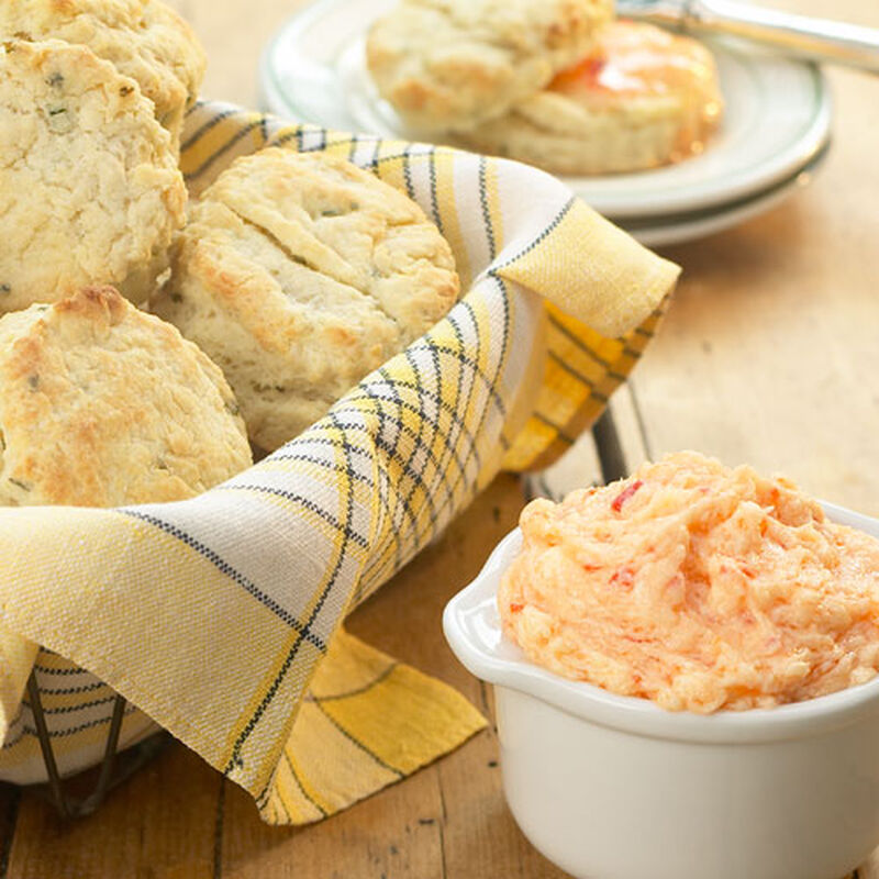 Cheddar Herb Biscuits and Red Pepper Jelly Butter