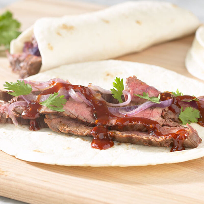 Barbecued Steak Wrap-Ups with Maple Chipotle Grille Sauce