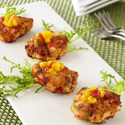 Pan Fried Maine Lobster Cakes with Spicy Corn Relish