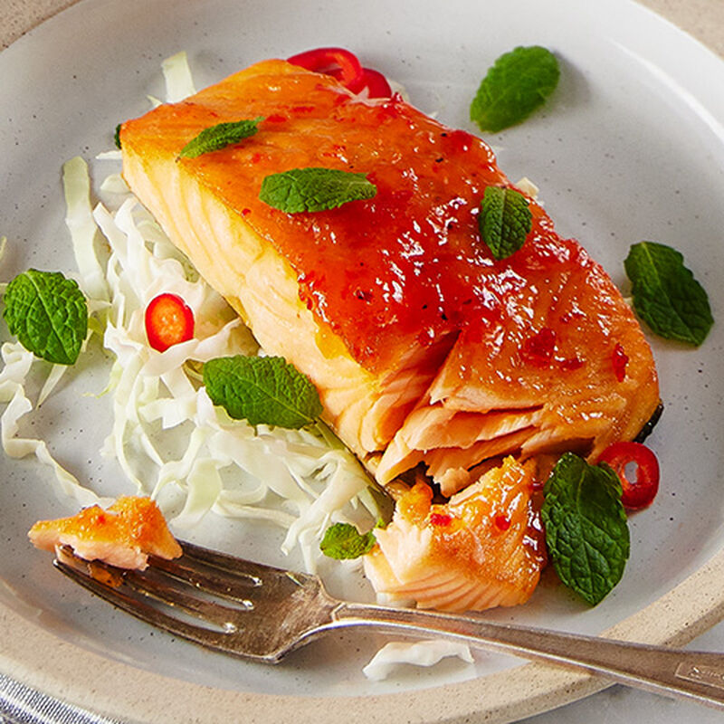 Roasted Salmon with Hot Pepper Peach Jam