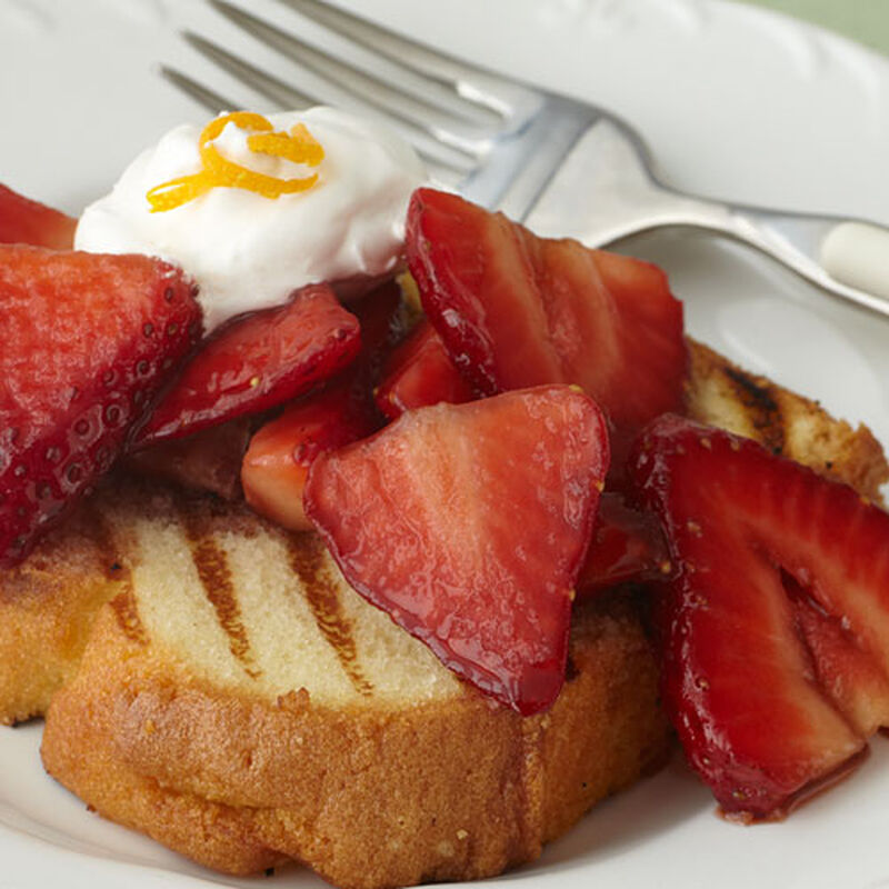 Grilled Pound Cake and Aged Balsamic Macerated Strawberries