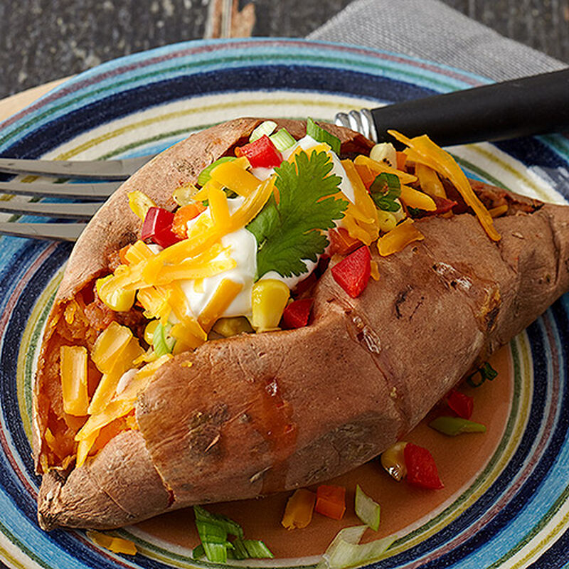 Chili Stuffed Sweet Potatoes