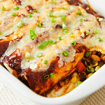 Bean and Corn Enchiladas with Maple Chipotle Grille Sauce