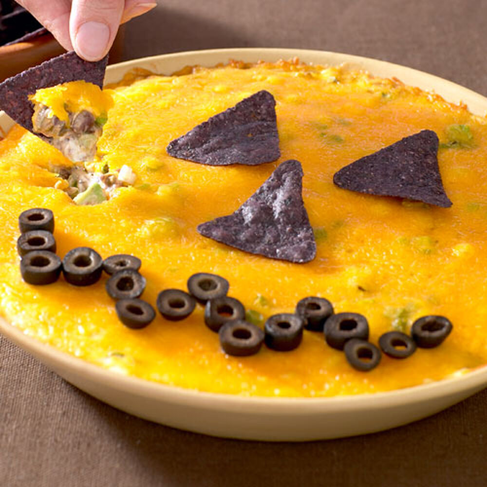 Jack-O-Lantern Layered Mexican Dip
