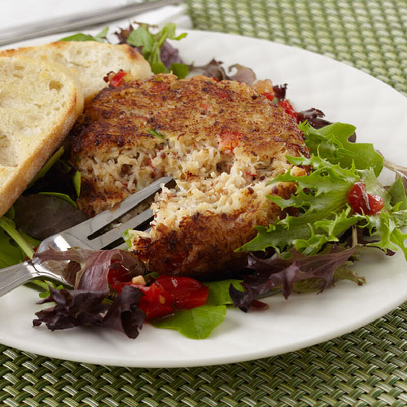 Crab Cakes Over Field Greens