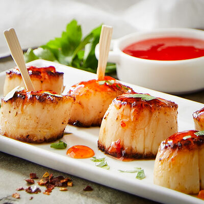 Pan Seared Scallops with Red Pepper Jelly