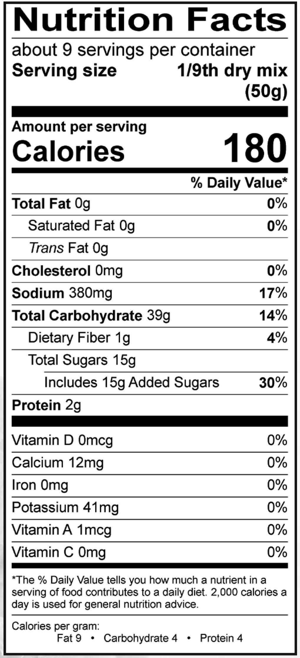 Product nutrion image