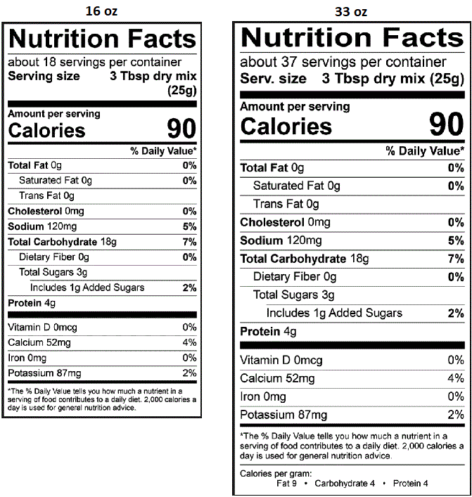 Product nutrion image