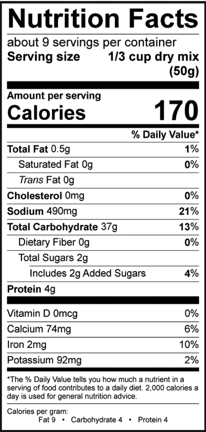 Product nutrion image