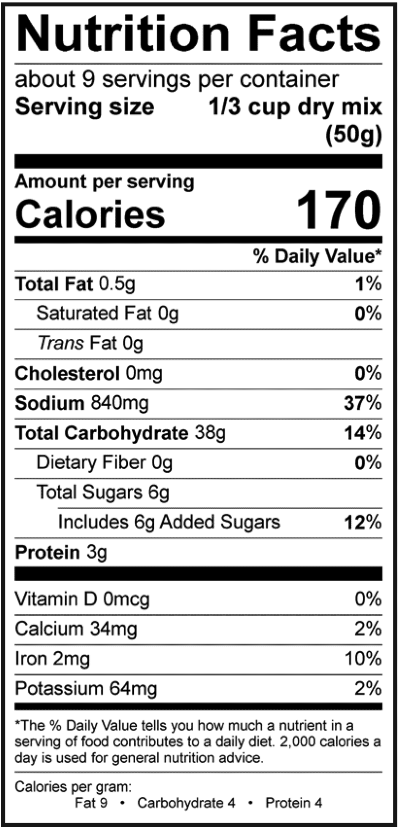 Product nutrion image