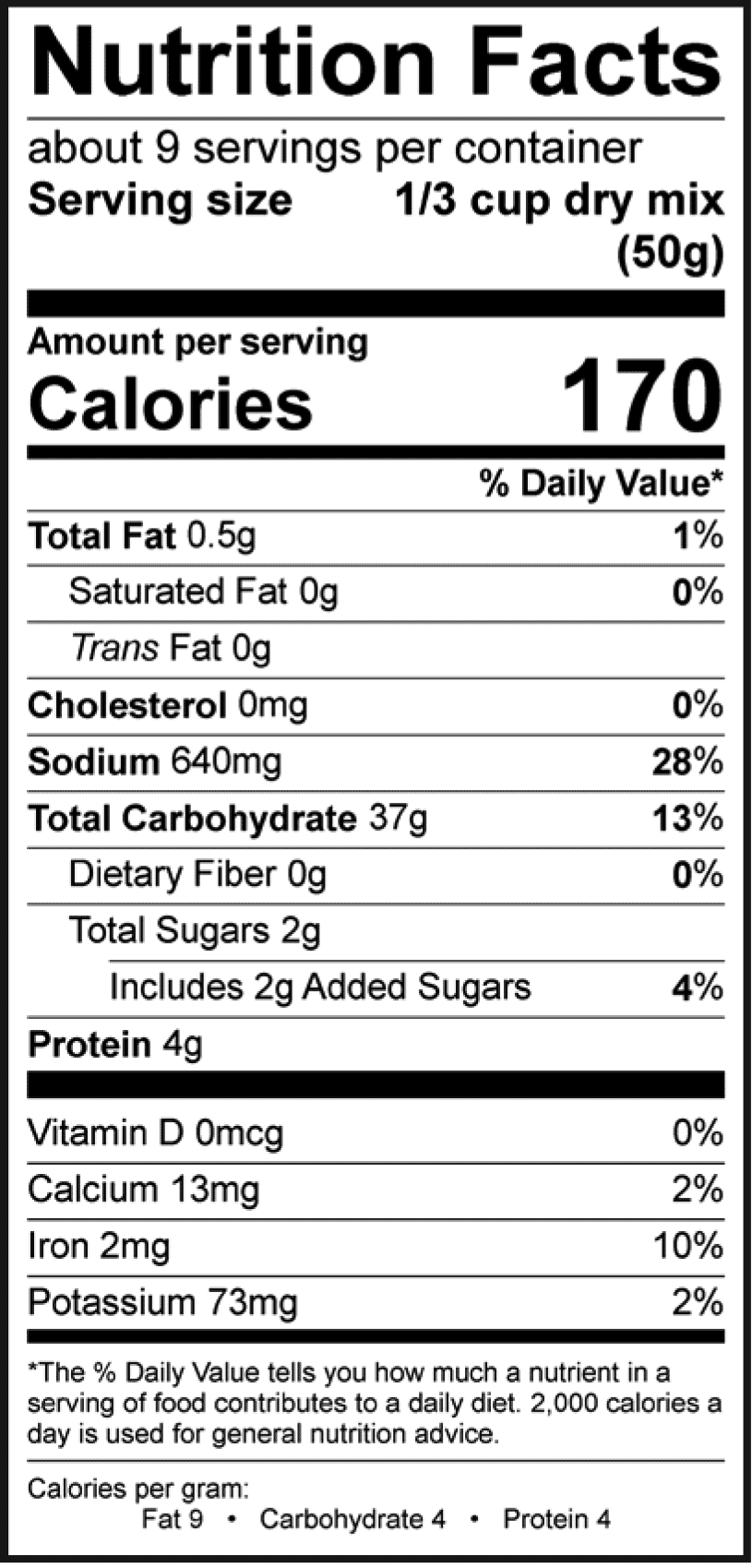 Product nutrion image